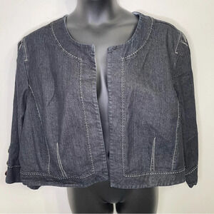CATO Plus Denim Open Front Crop Jacket Size 26/28W